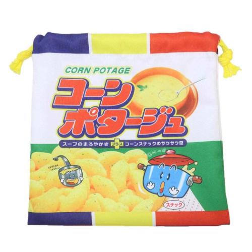 Yahoo! Yahoo!ショッピング(ヤフー ショッピング)巾着袋 コーンポタージュ フラット巾着 きんちゃくポーチ お菓子シリーズ 小物入れ