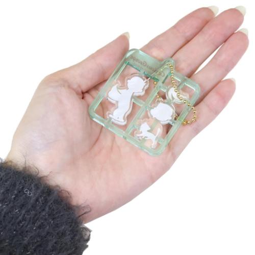 プラスチックモデル風キーホルダー キーリング ミント おさるの