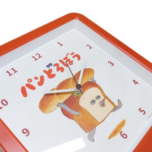 スクエアウォールクロック 壁掛け時計 レッド パンどろぼう ティーズファクトリー