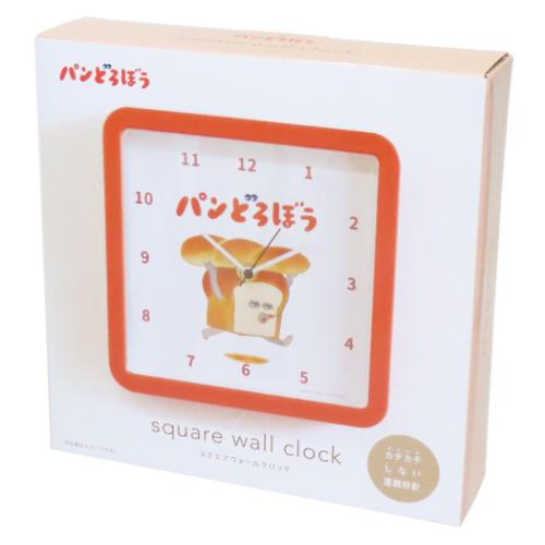 スクエアウォールクロック 壁掛け時計 レッド パンどろぼう ティーズファクトリー