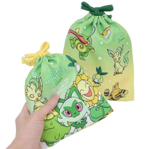 ポケットモンスター キャラクター 巾着袋 2P巾着セット グリーン＆イエロー ポケモン グッズ
