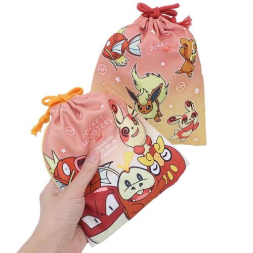 ポケットモンスター 巾着袋 2P巾着セット グラデーション レッド＆オレンジ ポケモン ティーズファクトリー