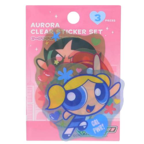パワーパフガールズ グッズ ダイカットシール キャラクター オーロラクリアステッカーセット 3枚入り