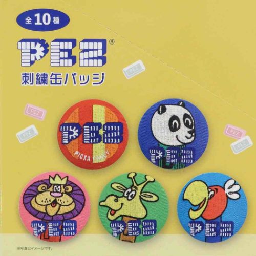 刺繍カンバッジ全10種 PEZ 缶バッジ お菓子パッケージ ティーズファクトリー