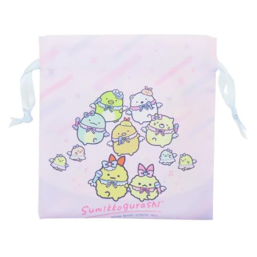 すみっコぐらし グッズ きんちゃく キャラクター リボンフラット巾着 天使なえびてんアイドル サンエックス
