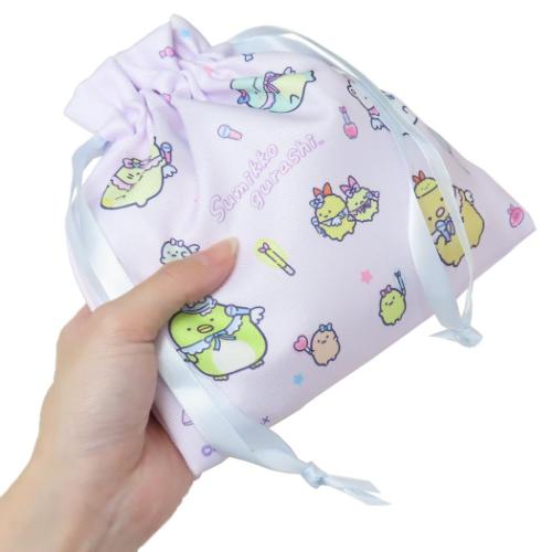 すみっコぐらし グッズ きんちゃく キャラクター リボンフラット巾着 天使なえびてんアイドル サンエックス
