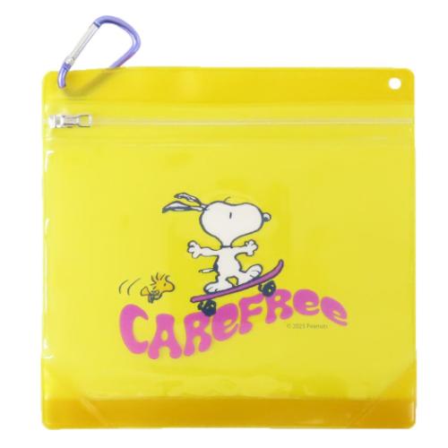 スヌーピー カラビナジッパーケース ピーナッツ クリアポーチ キャラクター スヌーピー ＆ウッドストック