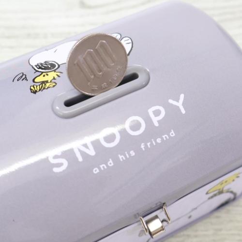 SNOOPY スヌーピー 手提げ金庫 キャッシュボックス サンリオ レトロ レア PEANUTS スヌーピー キャラクター 貯金箱 カギ付き缶バンク モノクロ