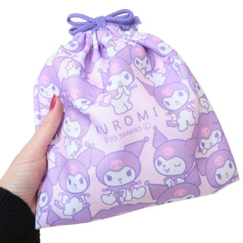クロミ グッズ 巾着袋 サンリオ キャラクター フラット巾着 きんちゃくポーチ ぎゅうぎゅう2