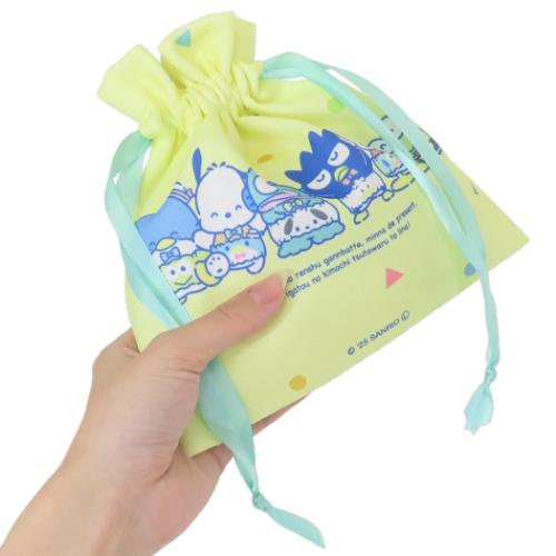 巾着袋 はぴだんぶい リボンフラット巾着 きんちゃくポーチ はらまき サンリオ ティーズファクトリー 小物入れ