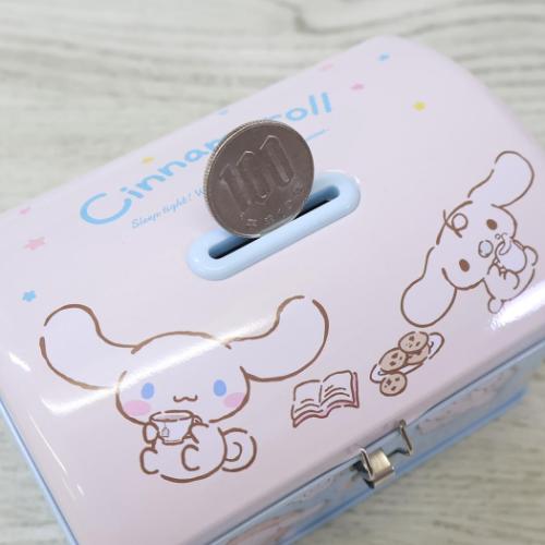 シナモロール カギ付き缶バンク サンリオ 貯金箱 キャラクター