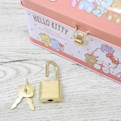 ハローキティ グッズ 貯金箱 キャラクター カギ付き缶バンク カラフル