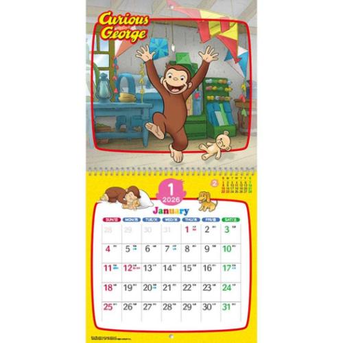 おさるのジョージ LP 壁掛けカレンダー2026年 2026 Calendar 絵本