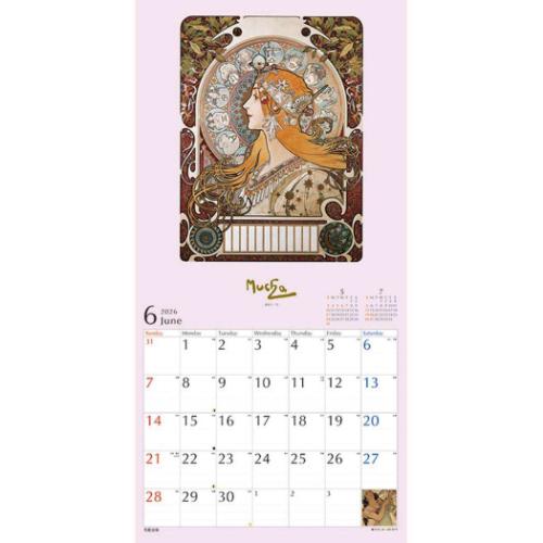 壁掛けカレンダー2026年 2026 Calendar ミュシャ トライエックス