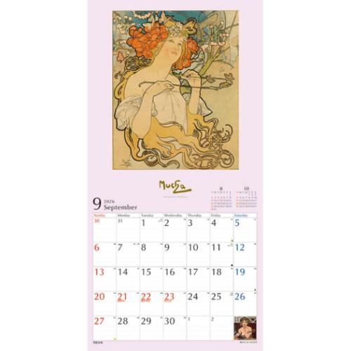 壁掛けカレンダー2026年 2026 Calendar ミュシャ トライエックス