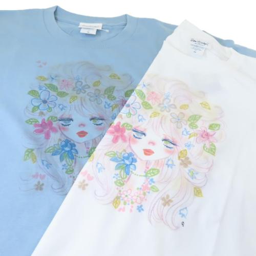 水森亜土 Tシャツ T-SHIRTS フラワーフェイス キャラクター 爆買