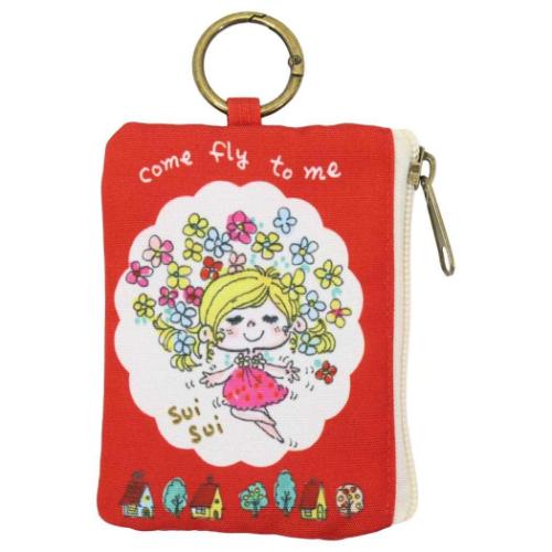 水森亜土 グッズ ミニポーチ キャラクター カラビナ付きポーチ