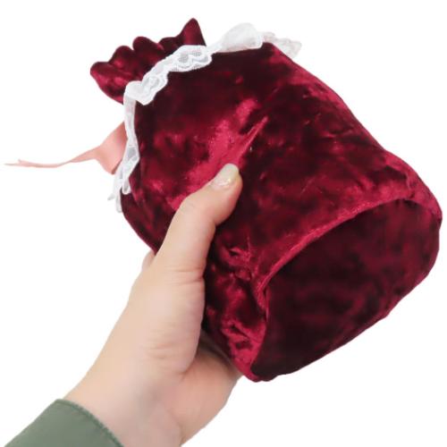 巾着袋 レース＆ベロア巾着　ムーミン 北欧 リボン ワインレッド ワタナベ 小物入れ キャラクター