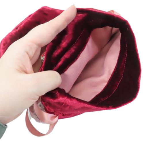 巾着袋 レース＆ベロア巾着　ムーミン 北欧 リボン ワインレッド ワタナベ 小物入れ キャラクター