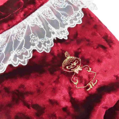 巾着袋 レース＆ベロア巾着　ムーミン 北欧 リボン ワインレッド ワタナベ 小物入れ キャラクター