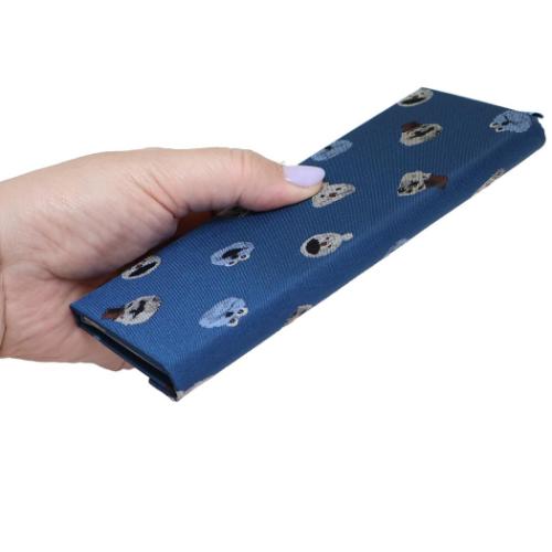 ジャガード折りたたみメガネケース 眼鏡ケース パペットスンスン 総柄 PUPPET SUNSUN ワタナベ めがね拭き コンパクト 薄型 キャラクター