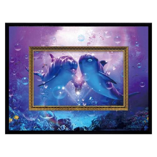 クリスチャン・ラッセン　ガラス額縁付絵画「Dolphin Dream」3Dアート クリスチャン・ラッセンガラス額縁付絵画「Dolphin Dream」3Dアート