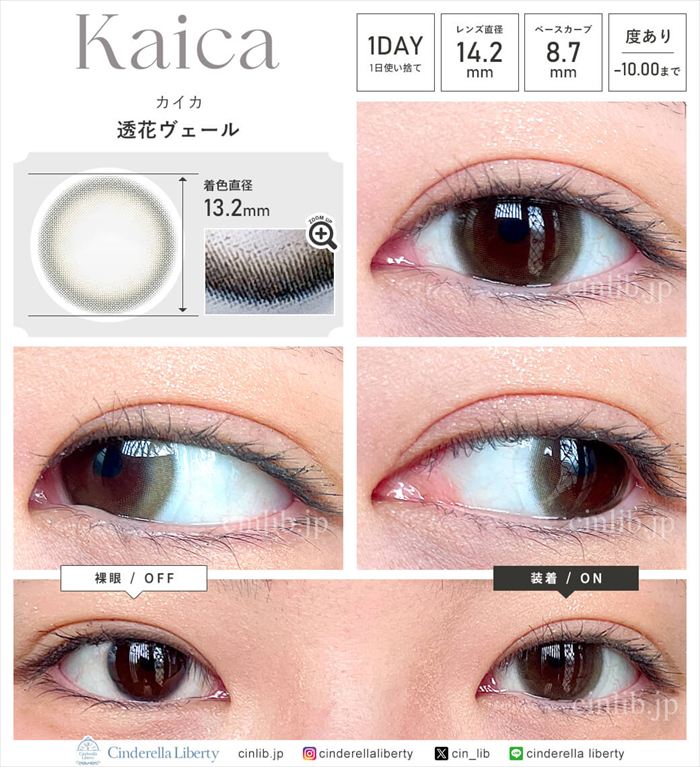カイカ ワンデー カラコン 沢尻エリカ 1day 10枚 度あり 細フチ 自然