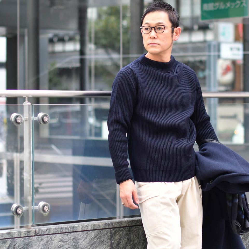 ANDERSEN-ANDERSEN【アンデルセンアンデルセン】クルーネックニット CREW NECK NAVY BLUE ウール ネイビー