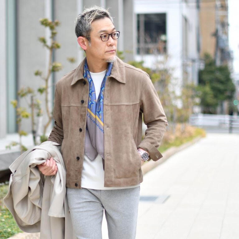 Paul Smith 22AW ゴートレザー シャツブルゾン　M ヤギ　スエード アシンメトリーポケット ゴートスエードブルゾン（ダークブルー