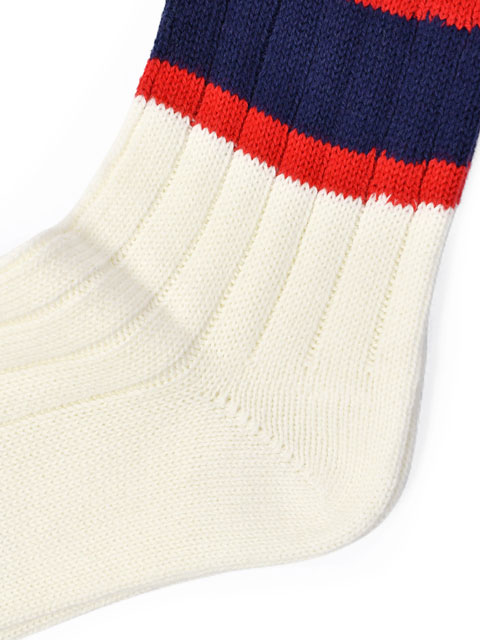 CORGI【コーギー】ショートソックス靴下 80-40-2228 SHORT SOCKS コットン 厚手 WHITE NAVY RED  ホワイトネイビーレッド