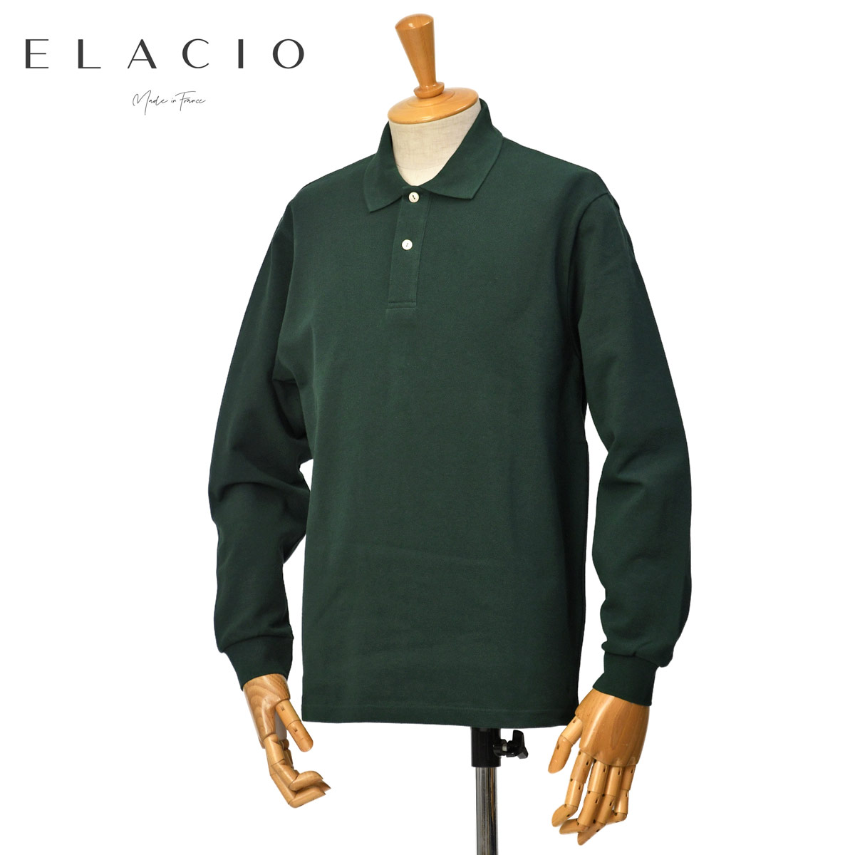 FINAL SALE】ELACIO【エラシオ】長袖 鹿の子ポロシャツ Loing ロワン