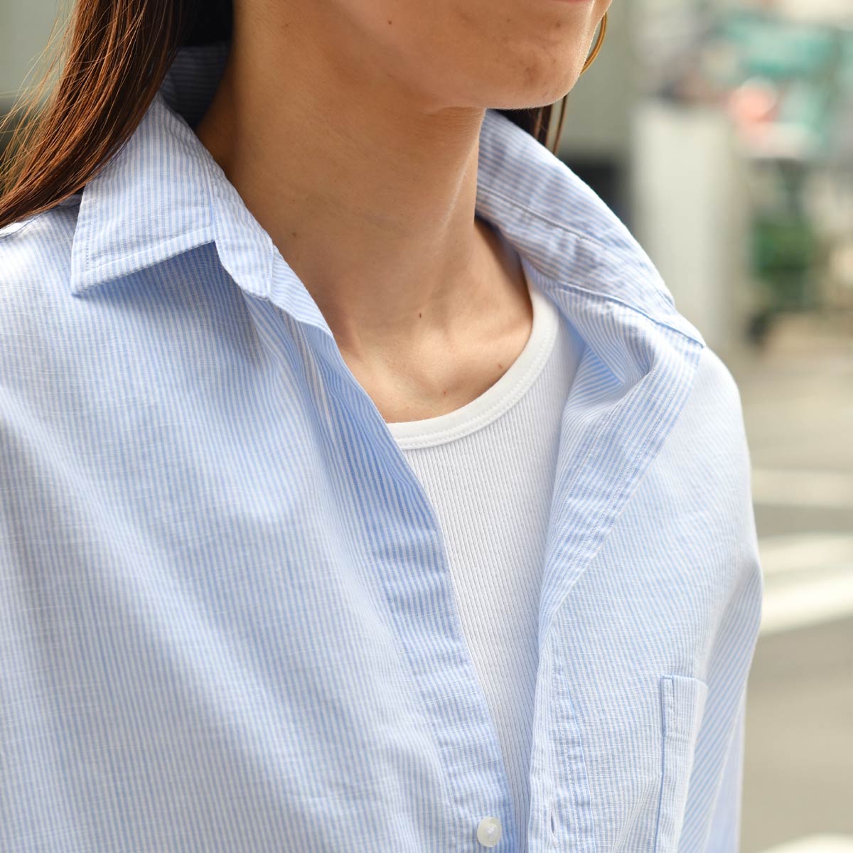 専用　FRANK&EILEEN ストライプシャツ フランク&アイリーン コットン100% ライトブルーストライプシャツ