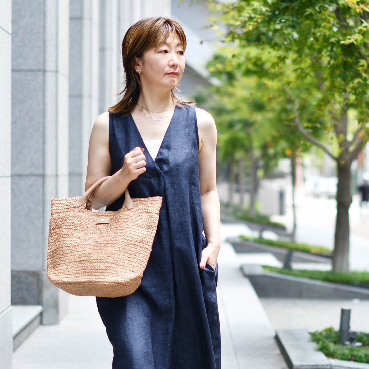 最大15％セット割 HELEN ヘレンカミンスキーラフィア×ヌメ革バッグSEA