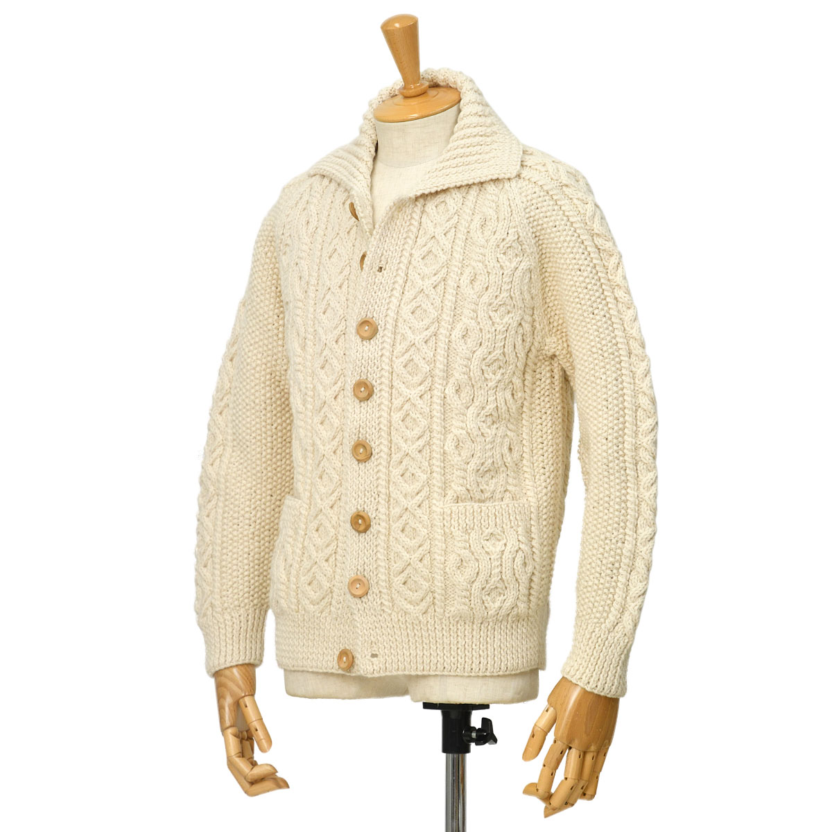 極美品/INVERALLAN/カーディガン/くるみボタン/ケーブルニット inveral04006bluc.jpg