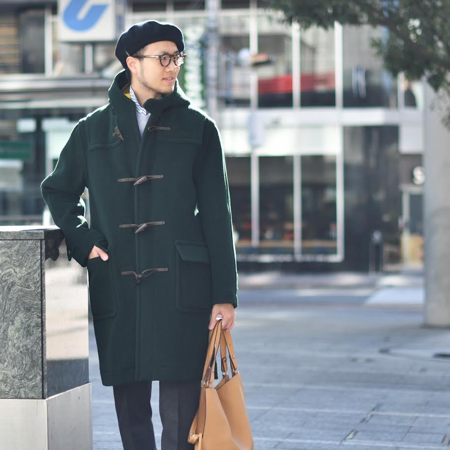 INVERTERE【インバーティア】ダッフルコート Joshua Ellis ジョシュアエリス LONG LENGTH DUFFLE COAT ウール  タータングリーン