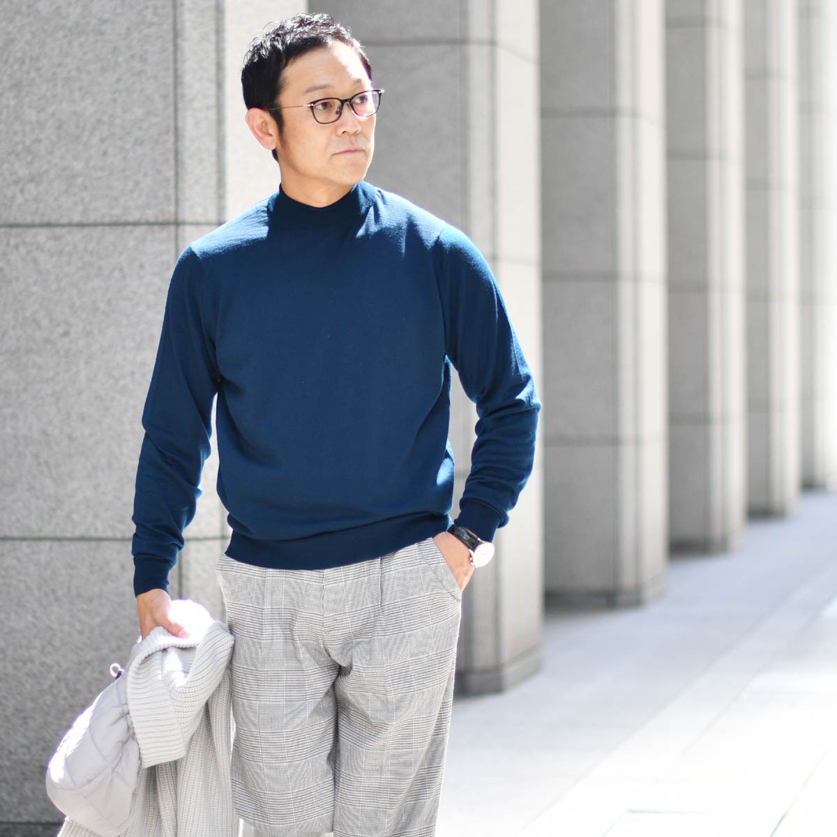 JOHN SMEDLEY【ジョンスメドレー】モックネックニット 30G MODERN FIT WALTON ORION GREEN ウール  ダークグリーン