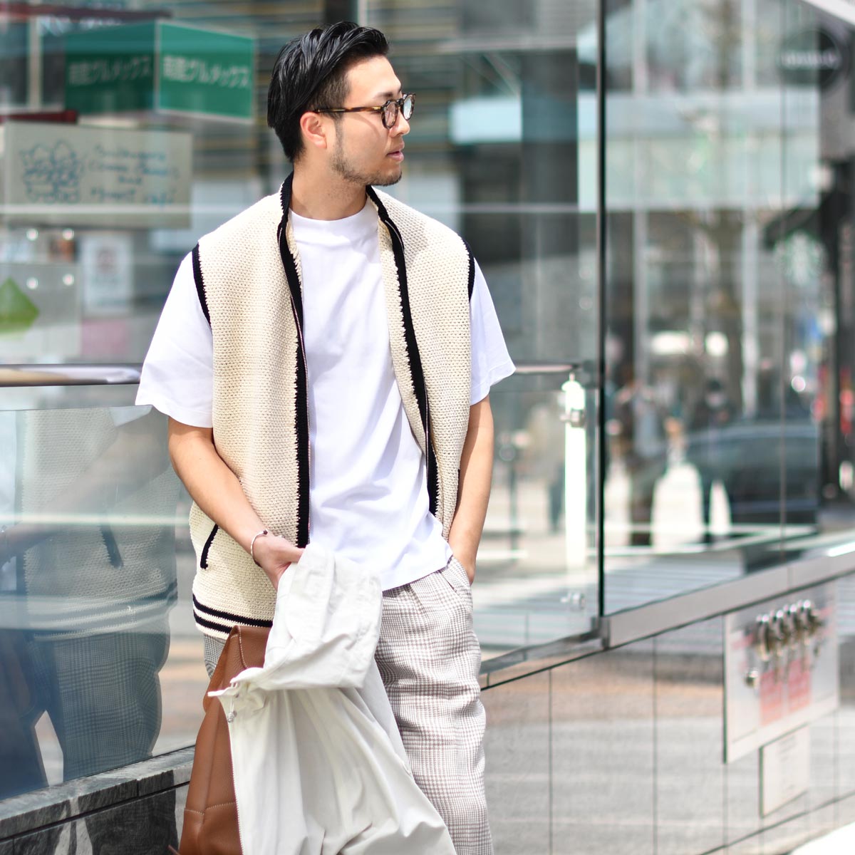 Krochet【クロシェ】ジップアップニットジレ ベスト かぎ針編み A01V