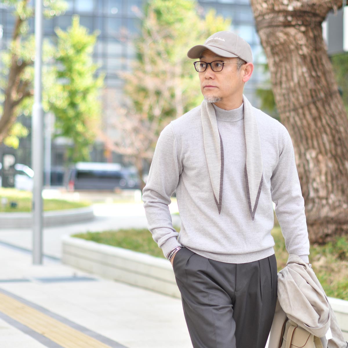 LORENZONI【ロレンツォーニ】ハイゲージモックネックニット 14G