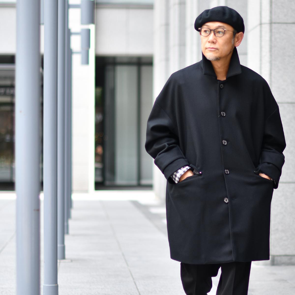 MACKINTOSH【マッキントッシュ】ステンカラーコート HUMBIE BLACK ウール ブラック