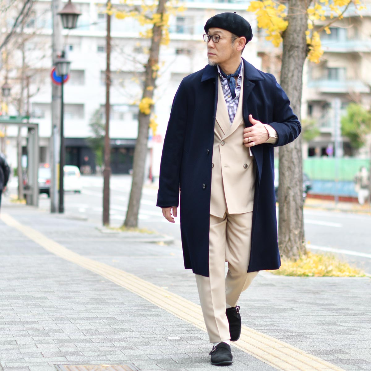 MACKINTOSH【マッキントッシュ】ステンカラーコート DUNKELD Loro Piana RAIN SYSTEM NAVY ロロピアーナウール  ネイビー