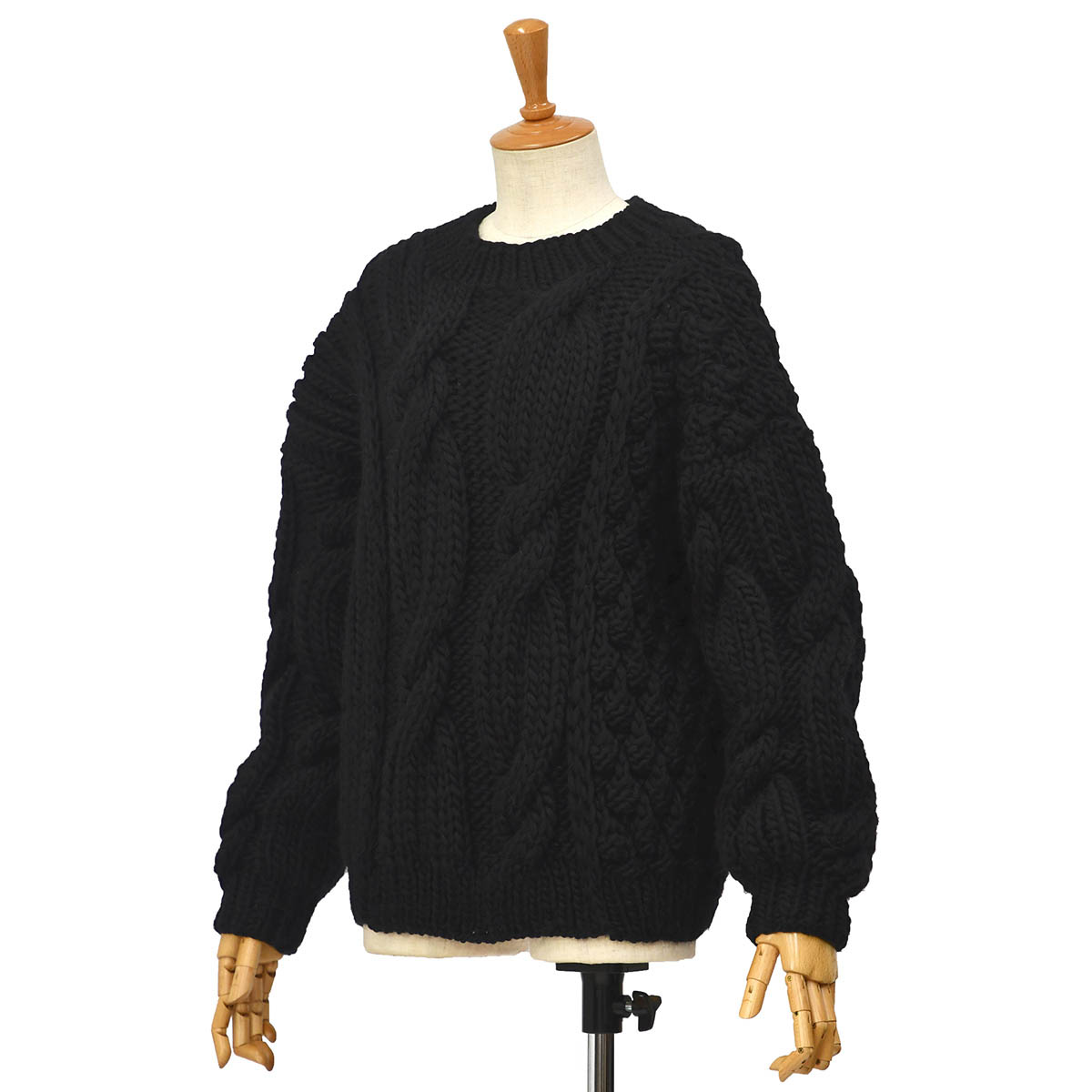 【50％OFF】【sizeXS】MIRSTORES【ミストアズ】ケーブルクルーネックニット 48121003 BLACK ウール ブラック MIRSTORES 【50％OFF】【sizeXS】MIRSTORES【ミストアズ