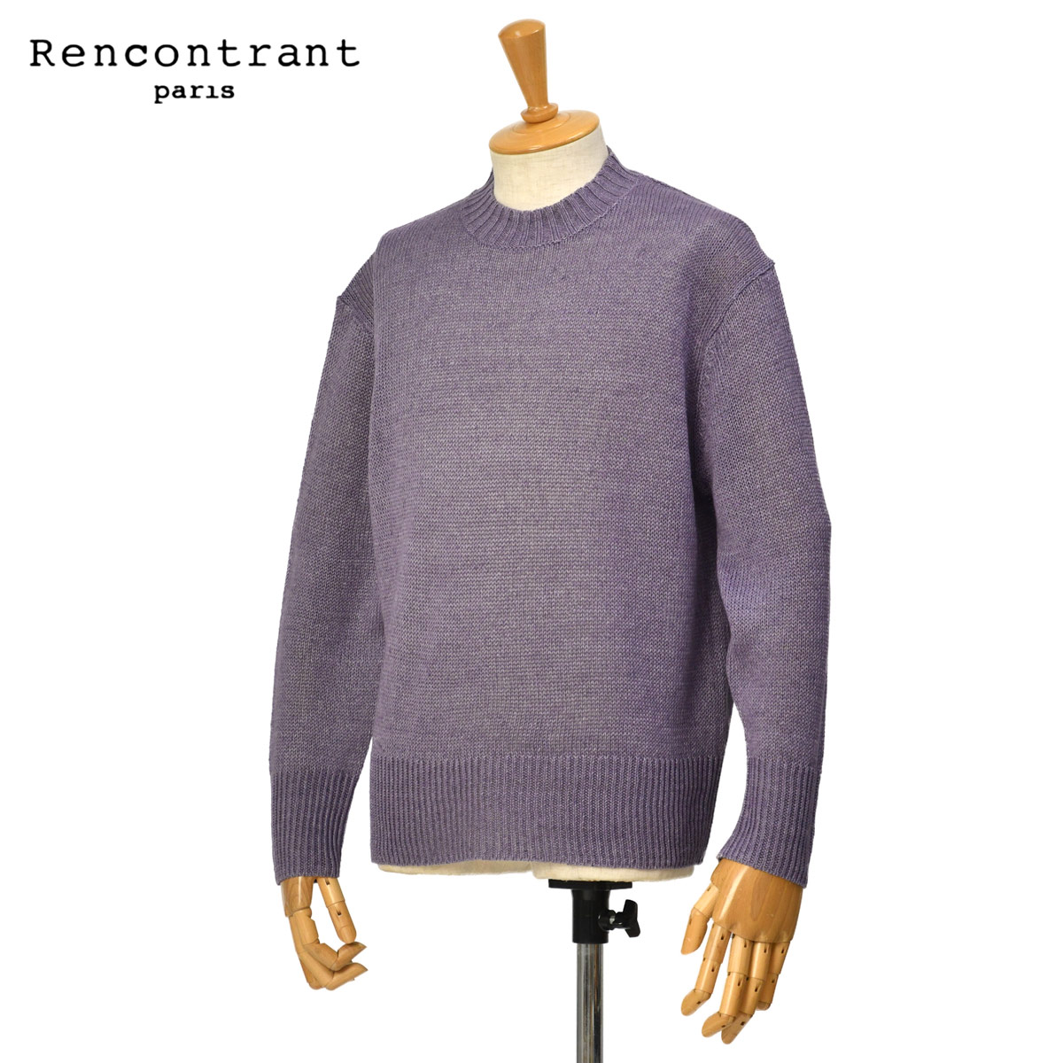 RENCONTRANT【レンコントラント】クルーネックニット 7G 11110 SAND 