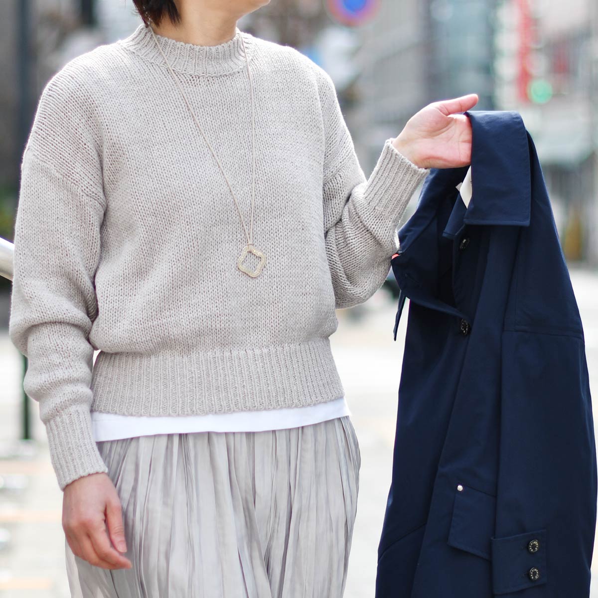 Ron Herman別注 ロベルトコリーナ ニット クルーネック アイボリー L Ron Herman別注 ロベルトコリーナ ニット クルーネック アイボリー L