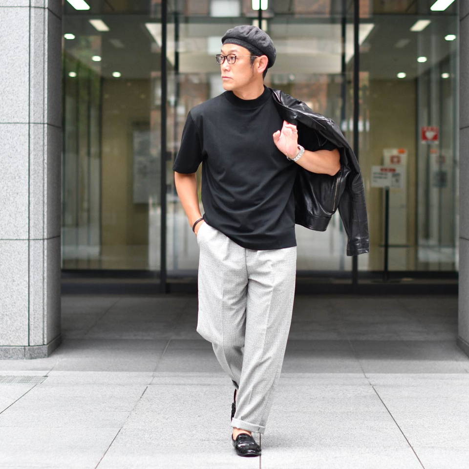 three dots【スリードッツ】2パックTシャツ 2PACK TEE クルーネック/モックネック 019 コットン ブラック