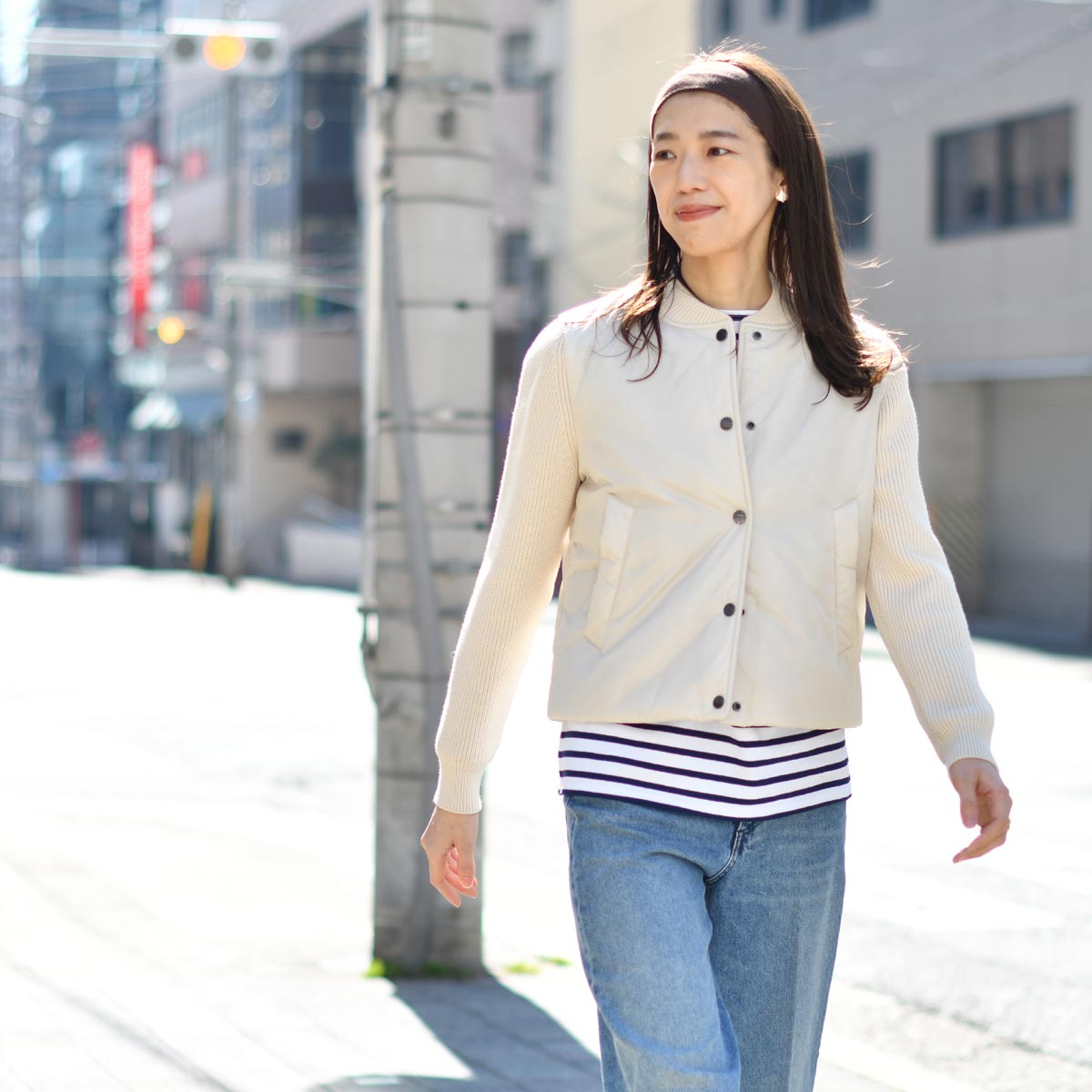 【未使用】WOOLRICH ウールリッチ ジャケット ブルゾン ホワイト WOOLRICH:MATT STR CITY BOMBER（ブルゾン）｜WOOLRICH（ウールリッチ