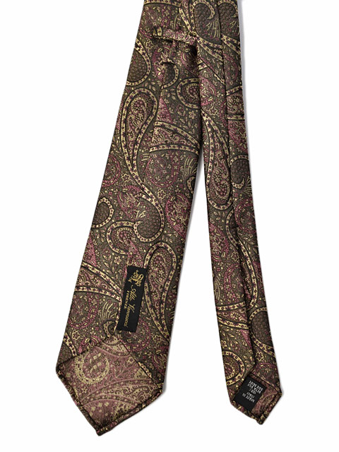 美品☆アットヴァンヌッチ ブルー系 ペイズリー柄 シルクタイ アット