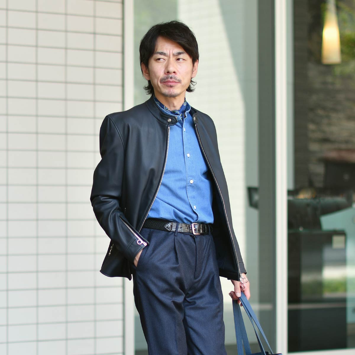 希少❣️NAUTICA ネイビーとホワイトストライプ ライダース 風