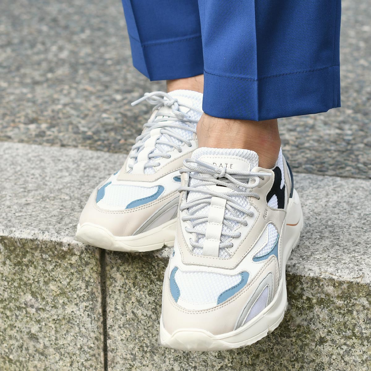 靴 D.A.T.E MENS FUGA JAQUARD WHITE-BLUE D.A.T.E. デイトスニーカー正規直営オンラインストア】MENS FG