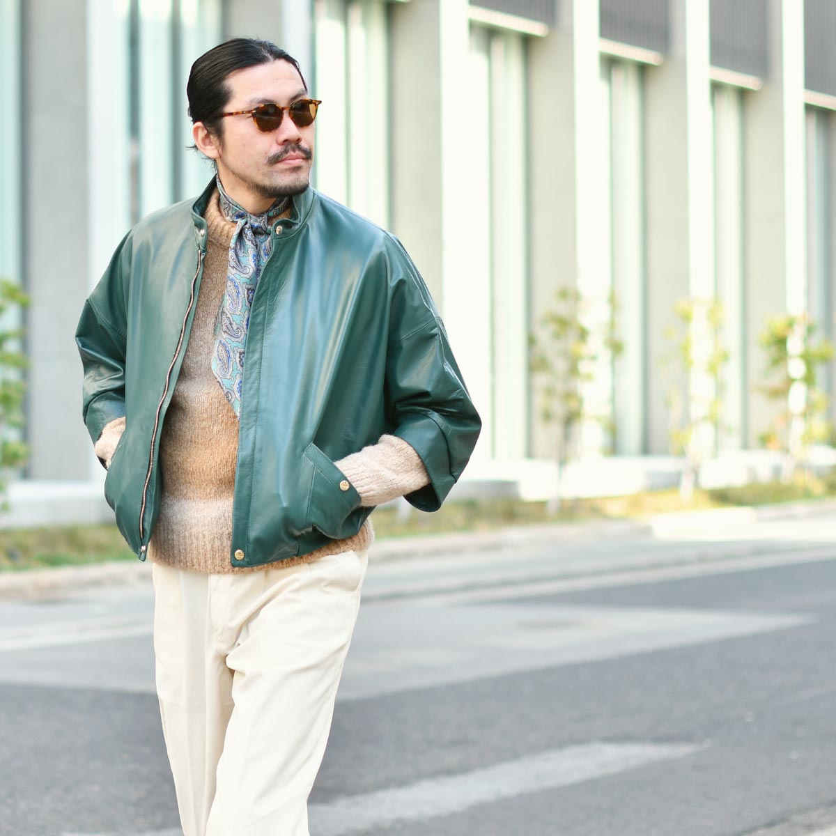 EMMETI／エンメティ　スタジャン風ブルゾン EMMETI エンメティ RICHMONDE リッチモンド レザー × ウール