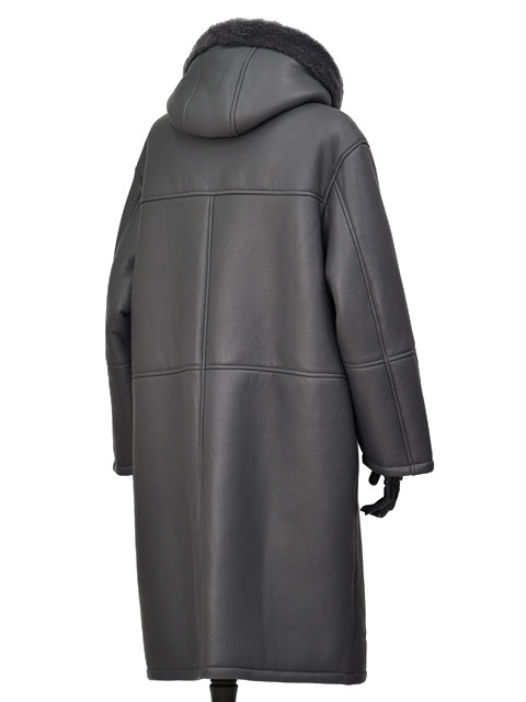 美品◆イタリア製 エンメティ ムートン コート ダブルボタン グレー 46 M EMMETI（エンメティ） EMMETI【エンメティ】ムートンダッフルコート
